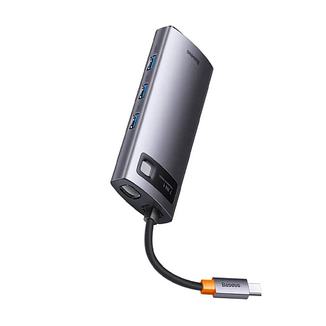 Адаптер-разветвитель для компьютера Baseus Metal Gleam Series/Starjoy(HDMI*1+USB3.0*3+PD*1+VGA*1+RJ45*1) (7в1) серый - 4