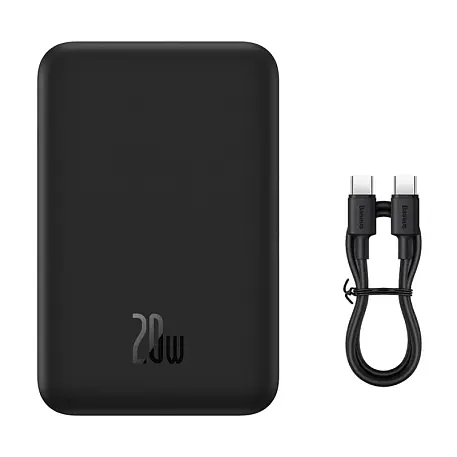 Внешний аккумулятор с беспроводной зарядкой Baseus Magnetic Mini Wireless Fast Charge 20000 мАч 20 Вт (Уценка) чёрный (хорошее состояние, мелкие царапины и потертости) - 5