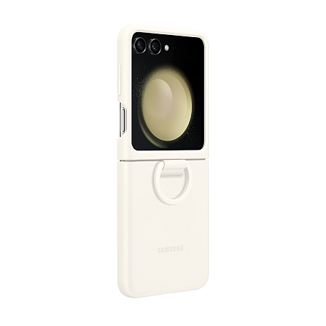 Клип-кейс (накладка) Samsung Silicone Case with Ring для Samsung Galaxy Z Flip 5 силикон, кремовый - 4
