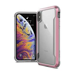 Клип-кейс (накладка) Defense Shield для Apple iPhone Xs Max металл, пластик, прозрачный с серо-розовой рамкой