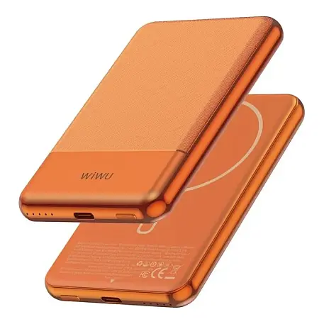 Внешний аккумулятор с беспроводной зарядкой WIWU Silver Seraph Alloy Unibody Power Bank 5000 мАч 20 Вт оранжевый - 3