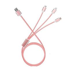 Дата-кабель CM S1 Lightning+Type-C+Micro 1.2 м, розовый