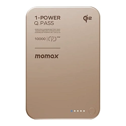 Внешний аккумулятор с беспроводной зарядкой Momax Q.Pass 10000 мАч 15 Вт песочный