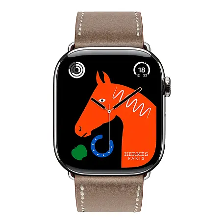 Умные часы Apple Watch Hermes Series 11 46mm GPS + Cellular Silver Titanium Case Etoupe Single Tour Strap (with Orange Hermès Sport band) - 2