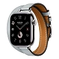 Умные часы Apple Watch Hermes Series 11 42mm GPS + Cellular Silver Titanium Case Bleu Glacier Double Tour Attelage Strap (with Orange Hermès Sport band)
