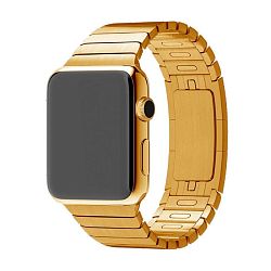 Блочный браслет Premium для Apple Watch 44 / 45 / 46 / 49mm сталь золотой