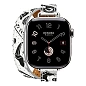 Умные часы Apple Watch Hermes Series 11 42mm GPS + Cellular Silver Titanium Case Blanc/Noir Double Tour "Animaux Bandana" Attelage Animaux Bandana Strap (with Orange Hermès Sport band) - 2