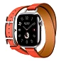 Умные часы Apple Watch Hermes Series 11 42mm GPS + Cellular Silver Titanium Case Orange Field Double Tour Hapi Attelage Strap (with Orange Hermès Sport band)