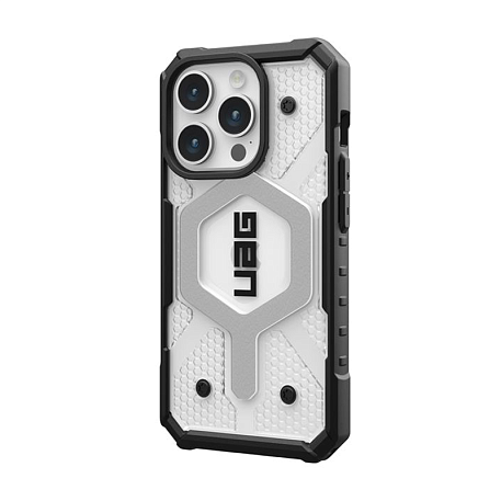 Клип-кейс (накладка) UAG Pathfinder Magsafe для Apple iPhone 15 Pro (Уценка) прозрачный (Ice) (хорошее состояние, мелкие царапины) - 2