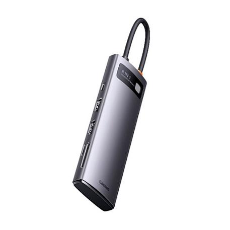 Адаптер-разветвитель для компьютера Baseus Metal Gleam Series/Starjoy (USB3.0+HDMI+PD+SD/TF) (8в1) серый - 3