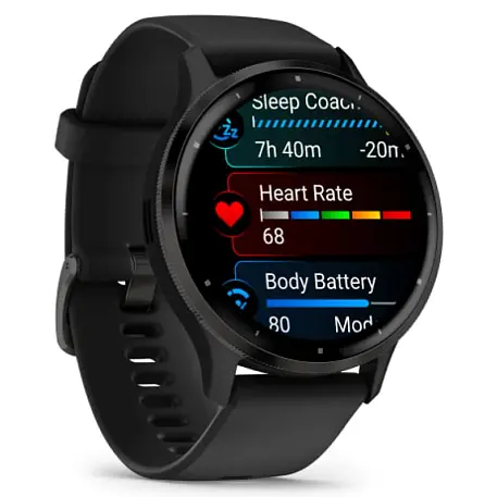 Умные часы Garmin Venu 3 чёрный (чёрный ремешок) - 2