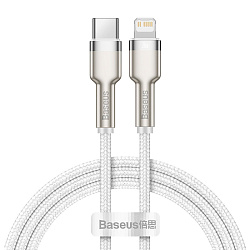 Дата-кабель Baseus Cafule Series Metal Type-C to Lightning 1 м, белый