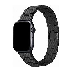 Браслет Pitaka Retro Fiber для Apple Watch 38 / 40 / 41 / 42 / 44 / 45 / 49mm карбон чёрно-серый (полоска)