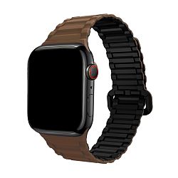 Магнитный браслет для Apple Watch 38 / 40 / 41 / 42mm силикон коричневый / чёрный (рельеф)