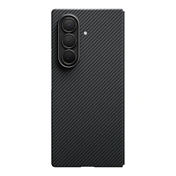 Клип-кейс (накладка) Pitaka Ultra-Slim Case для Samsung Galaxy Z Fold 7 кевлар (арамид), чёрно-серый (узкая полоска) (FBFOLD7)