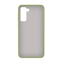 Клип-кейс (накладка) Shell для Samsung Galaxy S21 пластик, затемнённый с зелёной рамкой