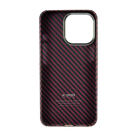 Клип-кейс (накладка) K-DOO Kevlar для Apple iPhone 14 Pro кевлар, чёрно-фиолетовый (полоска) - 2
