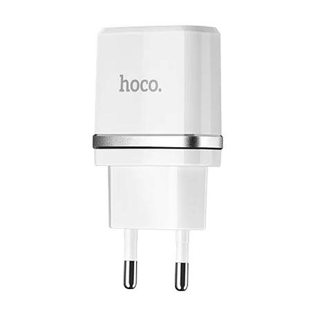 Сетевое зарядное устройство + кабель Lightning Hoco C12A 12 Вт, белый