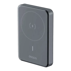 Внешний аккумулятор с беспроводной зарядкой Deppa NRG Magsafe Alum 10000 мАч 15 Вт серый