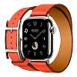 Умные часы Apple Watch Hermes Series 11 42mm GPS + Cellular Silver Titanium Case Orange Field Double Tour Hapi Strap (with Orange Hermès Sport band)