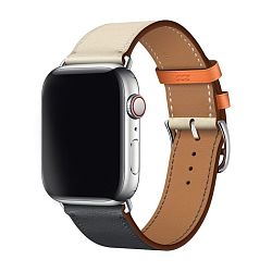 Ремешок Simple Tour для Apple Watch 38 / 40 / 41 / 42mm кожа синий с бежевым