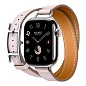 Умные часы Apple Watch Hermes Series 11 42mm GPS + Cellular Silver Titanium Case Mauve Pale Double Tour Hapi Attelage Strap (with Orange Hermès Sport band)