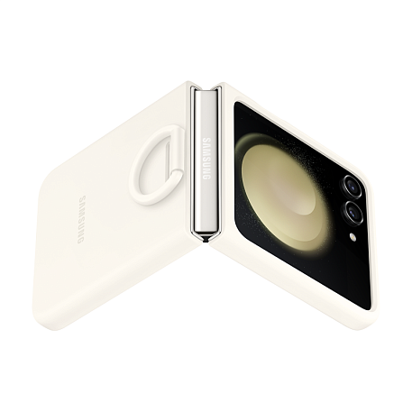 Клип-кейс (накладка) Samsung Silicone Case with Ring для Samsung Galaxy Z Flip 5 силикон, кремовый - 5