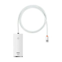 Адаптер-разветвитель для компьютера Baseus Lite Series / Airjoy USB-A HUB 1 m (4в1) белый
