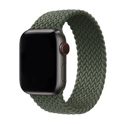 Плетёный монобраслет для Apple Watch 44 / 45 / 46 / 49mm силиконовый эластомер "зелёные холмы"