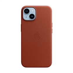 Клип-кейс (накладка) Leather Case MagSafe для Apple iPhone 14 кожа, коричневый