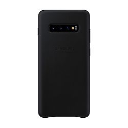 Клип-кейс (накладка) Samsung Leather Cover для Samsung Galaxy S10 Plus кожа, чёрный