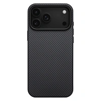 Клип-кейс (накладка) Pitaka Ultra-Slim Case для Apple iPhone 17 Pro Max кевлар (арамид), чёрно-серый (узкая полоска) (KI1701BPM)