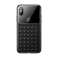 Клип-кейс (накладка) Baseus Glass & Weaving для Apple iPhone Xs Max силикон, чёрный