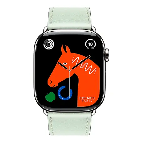 Умные часы Apple Watch Hermes Series 11 46mm GPS + Cellular Silver Titanium Case Vert Peppermint Single Tour Strap (with Orange Hermès Sport band) - 2