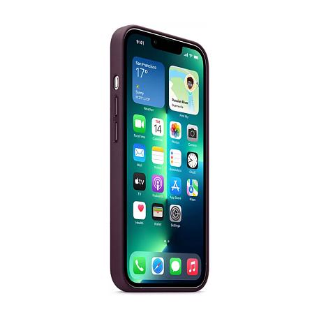 Клип-кейс (накладка) Apple Leather Case MagSafe для Apple iPhone 13 Pro (Уценка) Dark Cherry (хорошее состояние, пятна на чехле) - 3