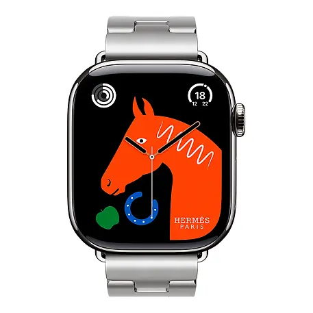 Умные часы Apple Watch Hermes Series 11 42mm GPS + Cellular Silver Titanium Case Gris Single Tour Grand H Strap Medium (with Orange Hermès Sport band) - 2