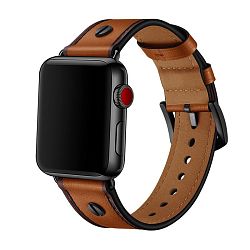 Ремешок Simple Tour для Apple Watch 44 / 45 / 46 / 49mm кожа коричневый с чёрной вставкой