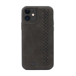 Клип-кейс (накладка) Kajsa Preppie Collection для Apple iPhone 11 кожа, оливковый вертикальное плетение