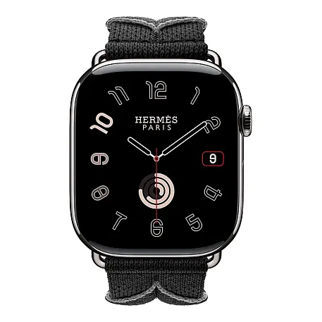 Умные часы Apple Watch Hermes Series 11 46mm GPS + Cellular Silver Titanium Case Noir/Gris Bridon Lisere Single Tour Strap (with Orange Hermès Sport band) - 2