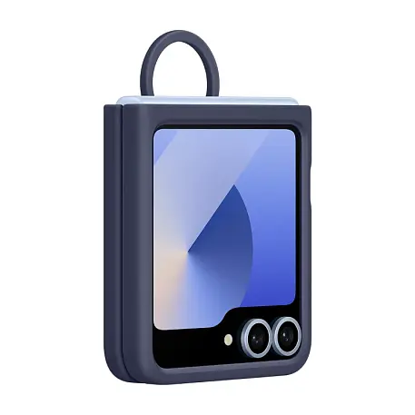 Клип-кейс (накладка) Samsung Silicone Case with Ring для Samsung Galaxy Z Flip 6 / 7 FE силикон, тёмно-синий - 2