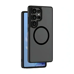 Клип-кейс (накладка) Deppa Silk Frost Magsafe для Samsung Galaxy S25 Ultra поликарбонат, затемнённый
