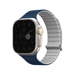 Магнитный браслет UNIQ Revix Evo для Apple Watch 44 / 45 / 46 / 49mm силикон сине-серый