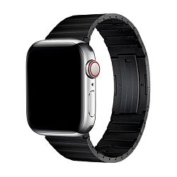 Блочный браслет PG60 (раскладывающаяся клипса) для Apple Watch 38 / 40 / 41 / 42mm титан чёрный