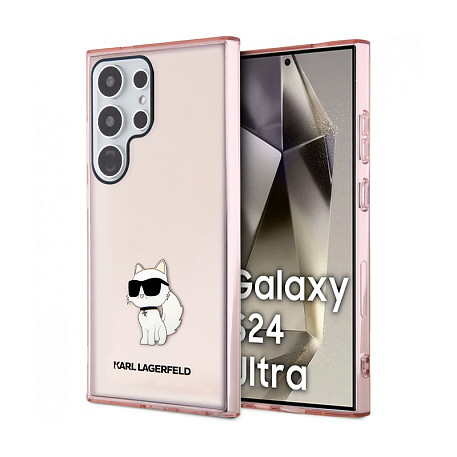 Клип-кейс (накладка) CG Mobile Lagerfeld Karl для Samsung Galaxy S24 Ultra поликарбонат, силикон, "NFT 3D Choupette" прозрачный розовый - 3