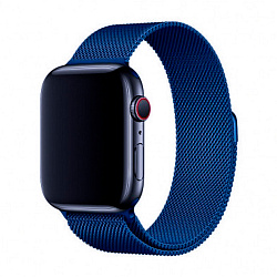 Миланский сетчатый браслет для Apple Watch 44 / 45 / 46 / 49mm сталь синий