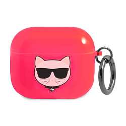 Кобура CG Mobile Lagerfeld TPU With Ring для Apple AirPods 3 силикон, "Choupette" ярко-розовый