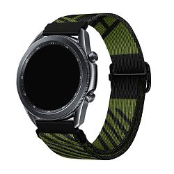 Ремешок для Samsung Watch 20mm нейлон чёрный с зелёным