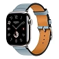 Умные часы Apple Watch Hermes Series 11 42mm GPS + Cellular Silver Titanium Case Bleu Lin Single Tour Strap (with Orange Hermès Sport band)