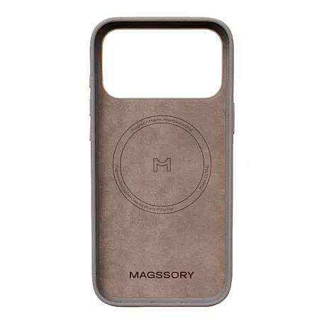 Клип-кейс (накладка) Magssory Eco Leather Case для Apple iPhone 17 Pro Max экокожа, микрофибра, серый - 2