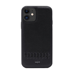 Клип-кейс (накладка) Kajsa Preppie Collection для Apple iPhone 11 кожа, чёрный горизонтальное плетение